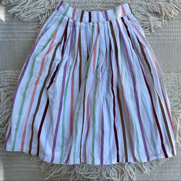 MODCLOTH white striped Aspiration Creation pleated a-line skirt XS - Picture 3 of 11